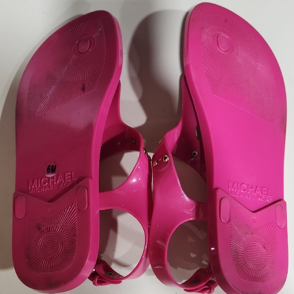 Michael Kors Hot Pink Sandals with Gold Detail - Picture 2 of 3